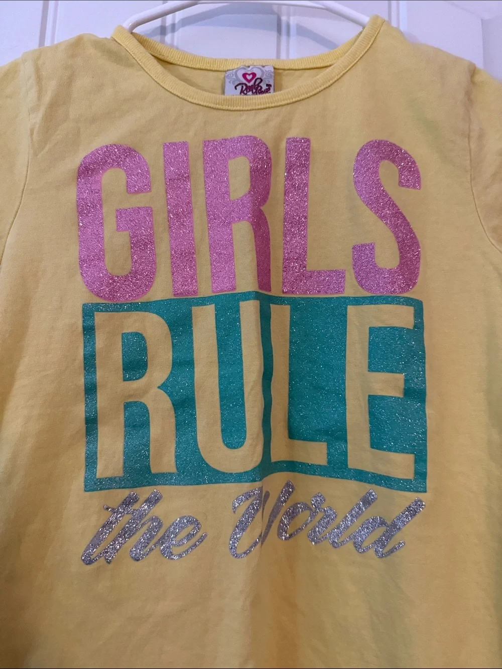 Gently worn Girls Rule Yellow Graphic Tee and shorts set